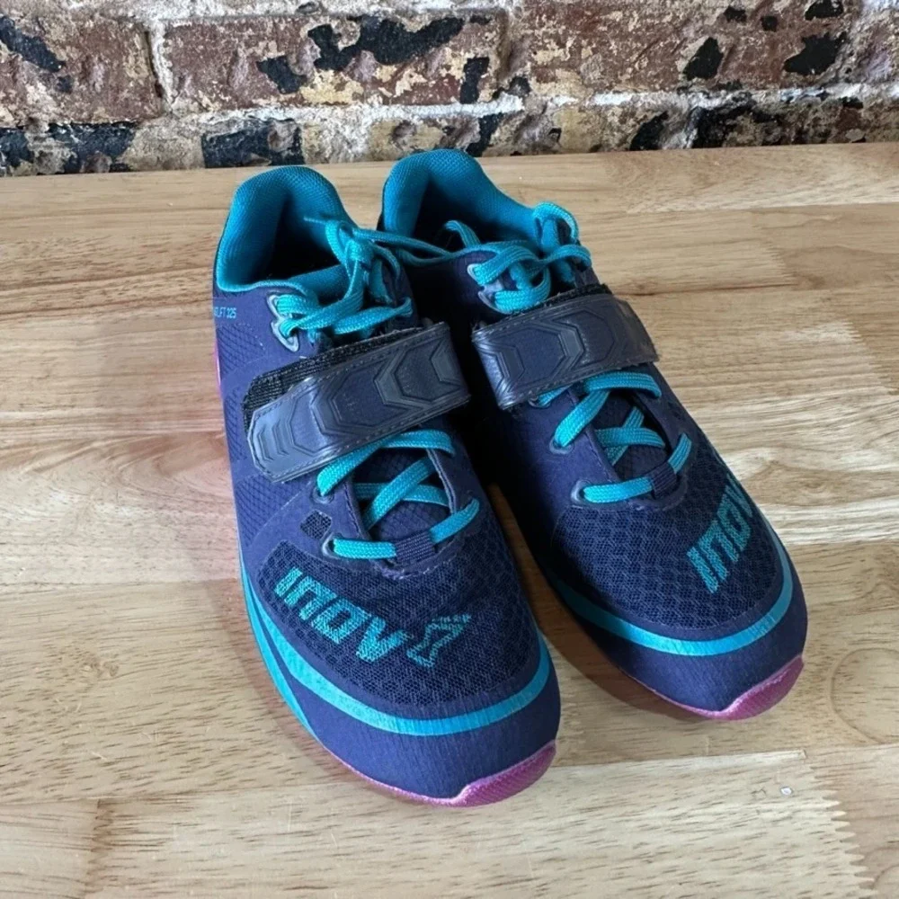 Inov-8 Fastlift 325 blue green lace-up Weight Lifting Shoes Women 5.5 Mens 4